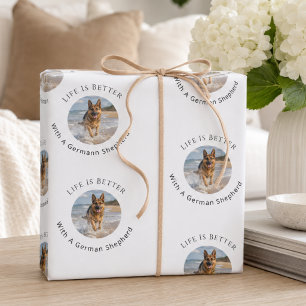 Weißes Foto Deutsche Schafherde Das Leben ist bess Geschenkpapier Set