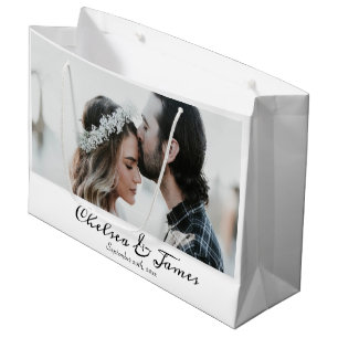 Weißes Foto Elegante Kalligrafie Name Jahrestag Große Geschenktüte