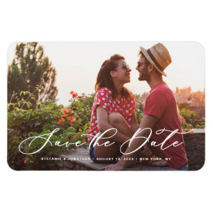 Weißes Foto für Whimsikkalligraphie Save the Date Magnet