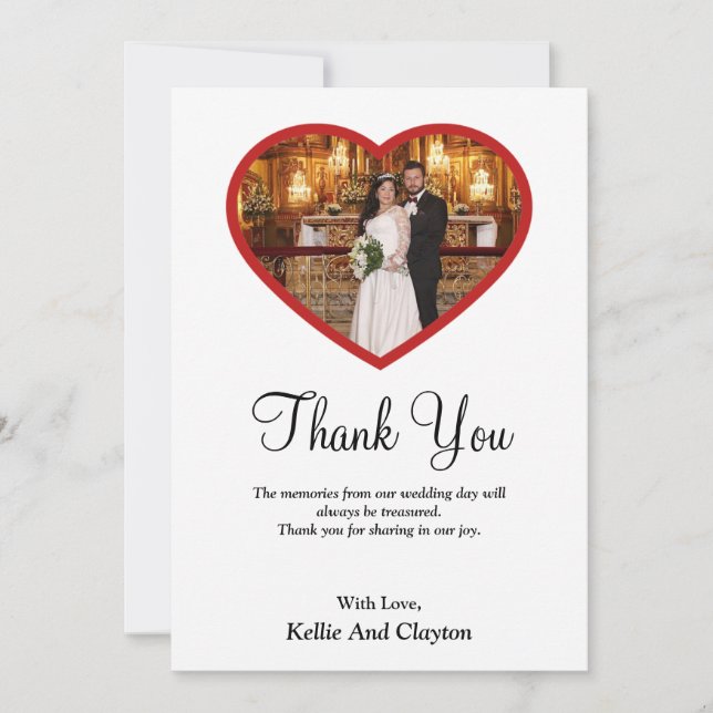 Weißes Foto im Herzen Dankeschön-Karte Dankeskarte (Vorderseite)