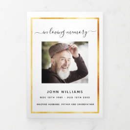 Weißes Foto mit elegantem dreifarbietenden Beerdig Dreifach Gefaltete Ankündigung