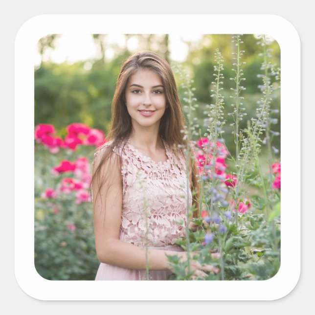 Weißes Foto Quadratischer Aufkleber (Vorderseite)