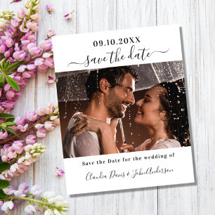 Weißes Foto-Skript elegante Budget-Sparen Sie das  Flyer