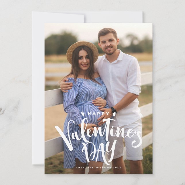 Weißes Foto zum Valentinstag Feiertagskarte (Vorderseite)