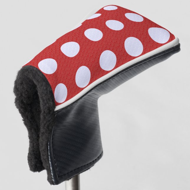 Weißes Fraktal Polka Dots Rote Fraktale Hintergrun Golf Headcover (3/4 Vorderseite)