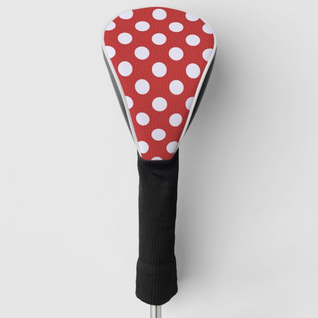Weißes Fraktal Polka Dots Rote Fraktale Hintergrun Golf Headcover (Vorderseite)