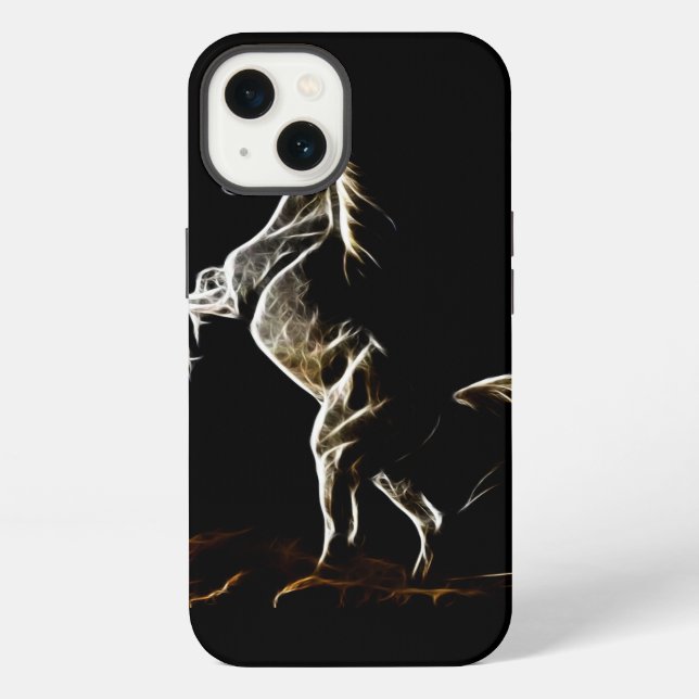 Weißes Fraktalpferd iPhone Hülle (Rückseite)