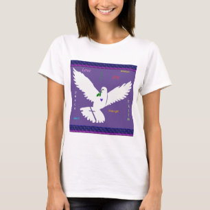 weißes Friedenstaubenbild mit aufmunterndem Text T-Shirt