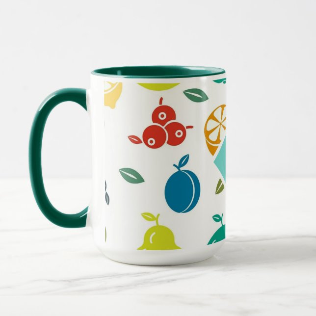 Weißes Frucht Monogram Geburtstag Tasse (Links)