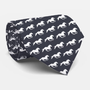 Weißes Galloping-Pferd   Black Neck Tie Krawatte