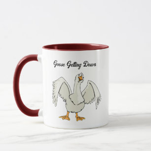 Weißes Gänse Tanzabend Cartoon Tasse