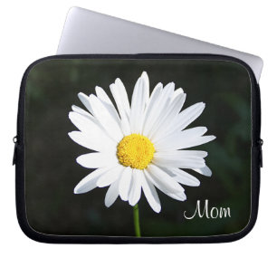 Weißes Gänseblümchen-Blumen-"Mama-" Laptop-Hülse Laptopschutzhülle