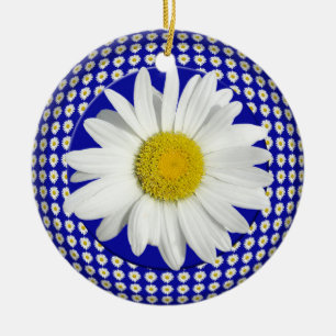 Weißes Gänseblümchen-Freude-Kreis-Verzierung Keramik Ornament