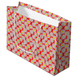 Weißes Gänseblümchen-Muster auf roter großer Große Geschenktüte
