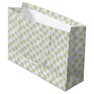 Weißes Gänseblümchen-Muster auf weißer großer Große Geschenktüte