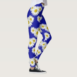 Weißes Gänseblümchen-Zerstampfung Leggings