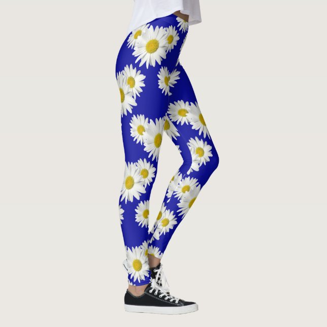 Weißes Gänseblümchen-Zerstampfung Leggings (Rechts)