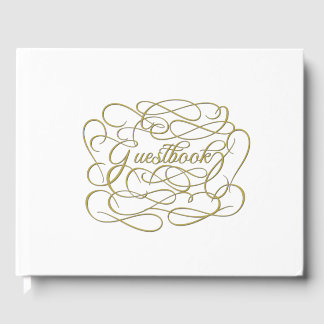 Weißes Gästebuch mit extravaganten Buchstaben