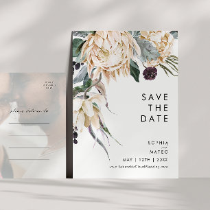 Weißes, geblüftetes Foto Save the Date Postkarte