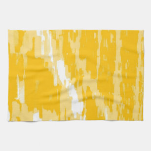 Weißes, gelbes abstraktes Kunst Retro Küchentuch