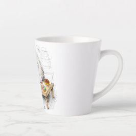 Weißes, gemütliches Zuckermonster Frühstückskunst Milchtasse