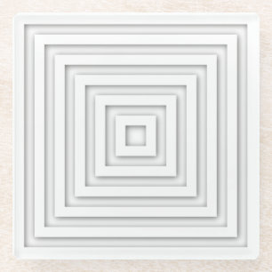 Weißes geometrisches Quadrat Glasuntersetzer