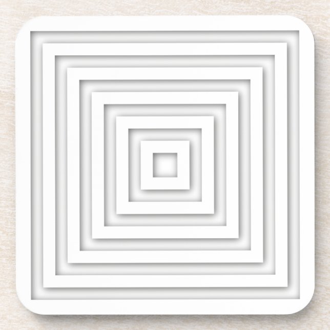 Weißes geometrisches Quadrat Untersetzer (Vorderseite)