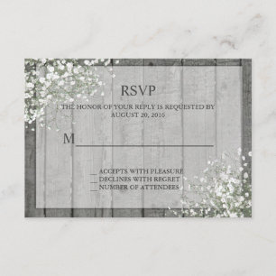 Weißes Gipskraut rustikales UAWG RSVP Karte