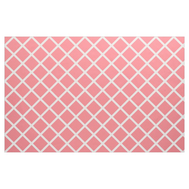 Weißes Gitter auf korallenrotem Rosa Stoff (Fat Quarter (45,7 x 55,9 cm))