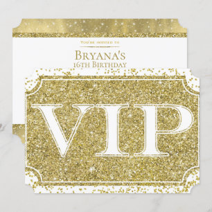 Weißes Gold Glitter Konfetti Glam VIP Party Ticket Einladung