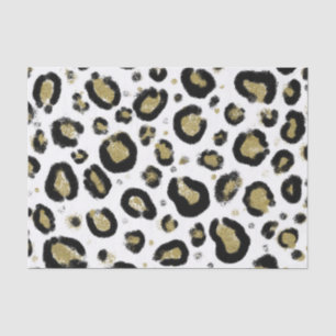 Weißes Gold Glitter & Schwarzer Leopard Gepardendr Seidenpapier