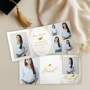 Weißes Gold Konfetti Foto Abschluss Ankündigung 