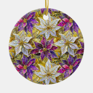 Weißes Gold Lila Rosa Weihnachten Weihnachtssterne Keramik Ornament