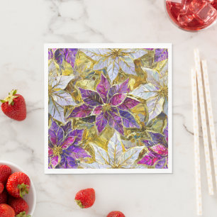 Weißes Gold Lila Rosa Weihnachten Weihnachtssterne Serviette