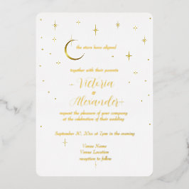 Weißes Gold Modernes Minimal Celestiales Folieneinladung
