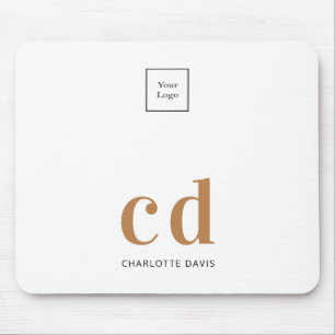 Weißes Gold-Monogramm-Firmenlogo Mousepad