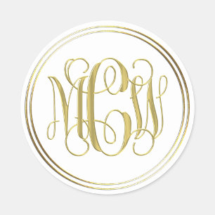 Weißes Gold Preppy Vine Script Monogramm DIY BG Runder Aufkleber