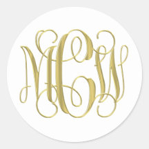 Weißes Gold Preppy Vine Script Monogramm DIY Hinte