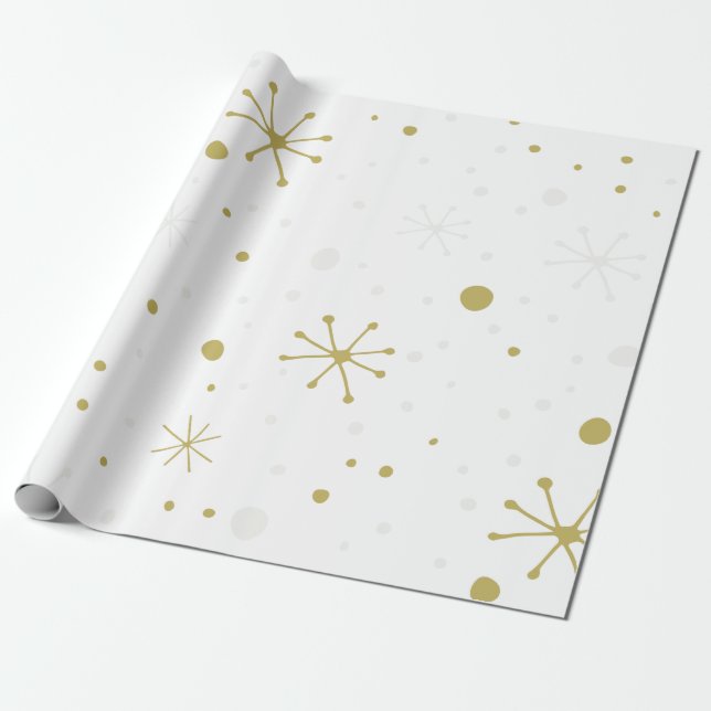 Weißes Gold Snowflake Textur Wrapping Papier Geschenkpapier (Ungerollt)