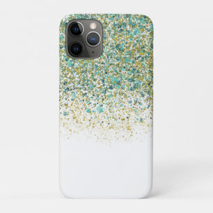 Weißes Gold und Türkisblauer Glitter Moderne Küste Case-Mate iPhone Hülle
