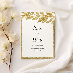 Weißes Gold verlasst Eleganz und Blumen Save the D Einladung