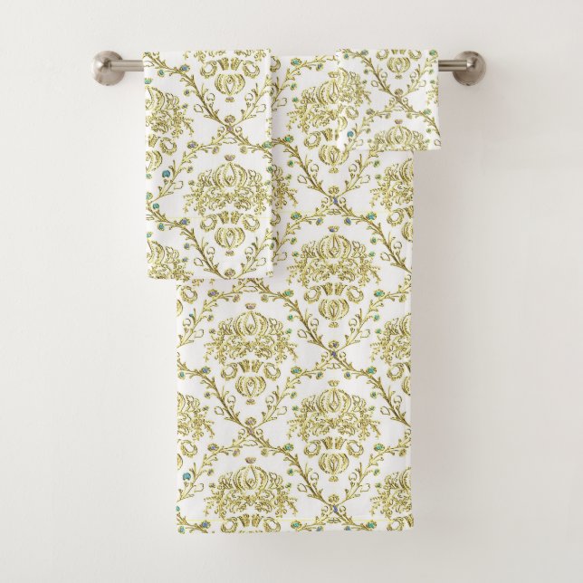 Weißes Golddamast-Tuch-Set Badhandtuch Set (Insitu)