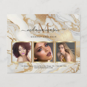 Weißes goldenes Marmor Makeup Künstlerisches Foto  Flyer