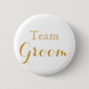 Weißes Goldhochzeits-Team-Bräutigam Button