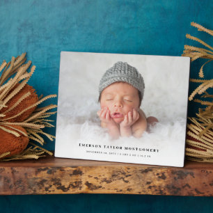 Weißes Gradient Baby Foto – Minimales Babygeschenk Fotoplatte
