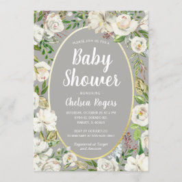 Weißes Graues Bläschen Neutral Chic Babydusche Einladung