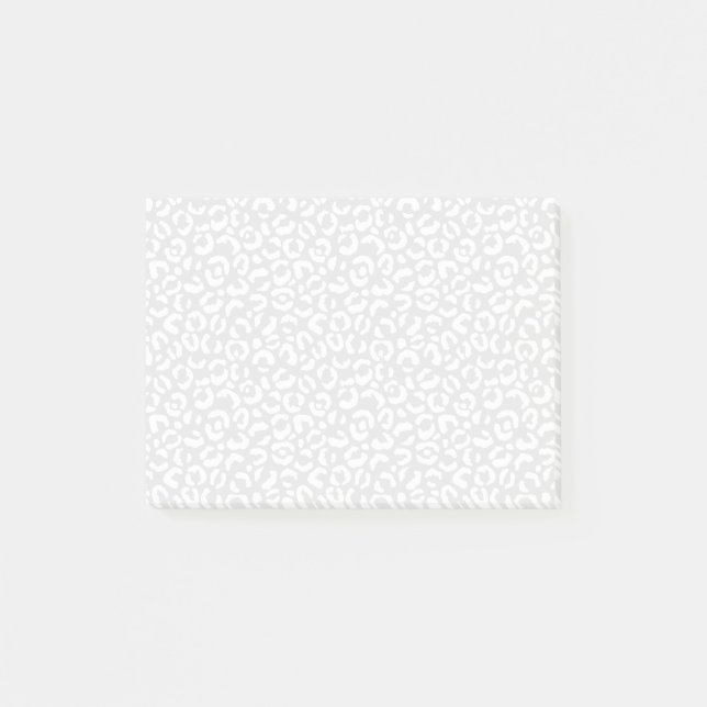 Weißes Graues Leopard Post-it Klebezettel (Vorderseite)
