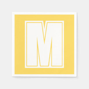 Weißes großes modernes Monogramm Senf Yellow Serviette
