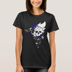Weißes Grunge-Schädel-T-Shirt (lila) T-Shirt