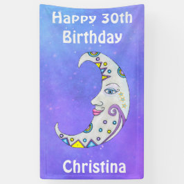 Weißes Halbmond-Gesicht Farbige Abstrakte Formen Banner